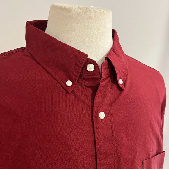 J. Crew Tall Classic Fit Stretch Pima Cotton Oxford Shirt H4746 XXLT Maroon Red - Picture 3 of 4